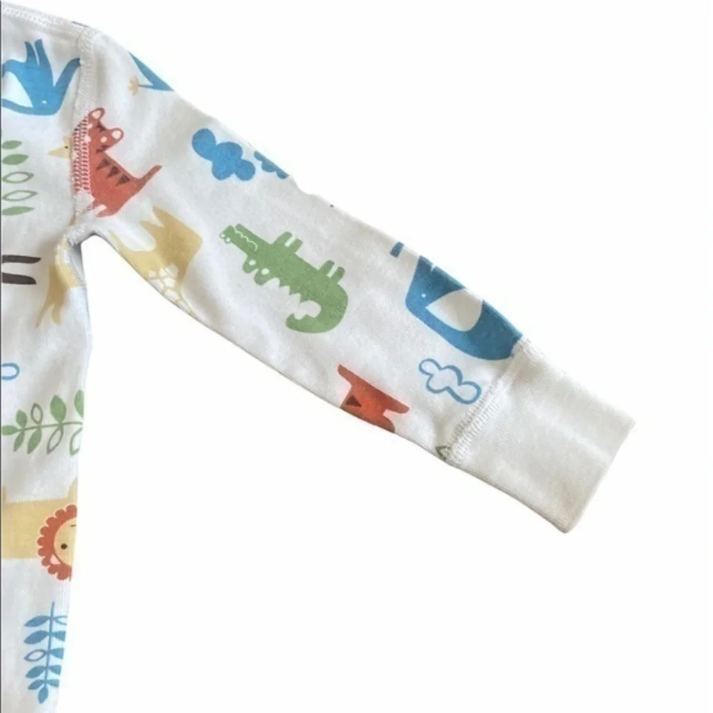 Hanna Andersson Zoo Animals Printed Organic Cotton‎ Zip Up Baby Pajamas